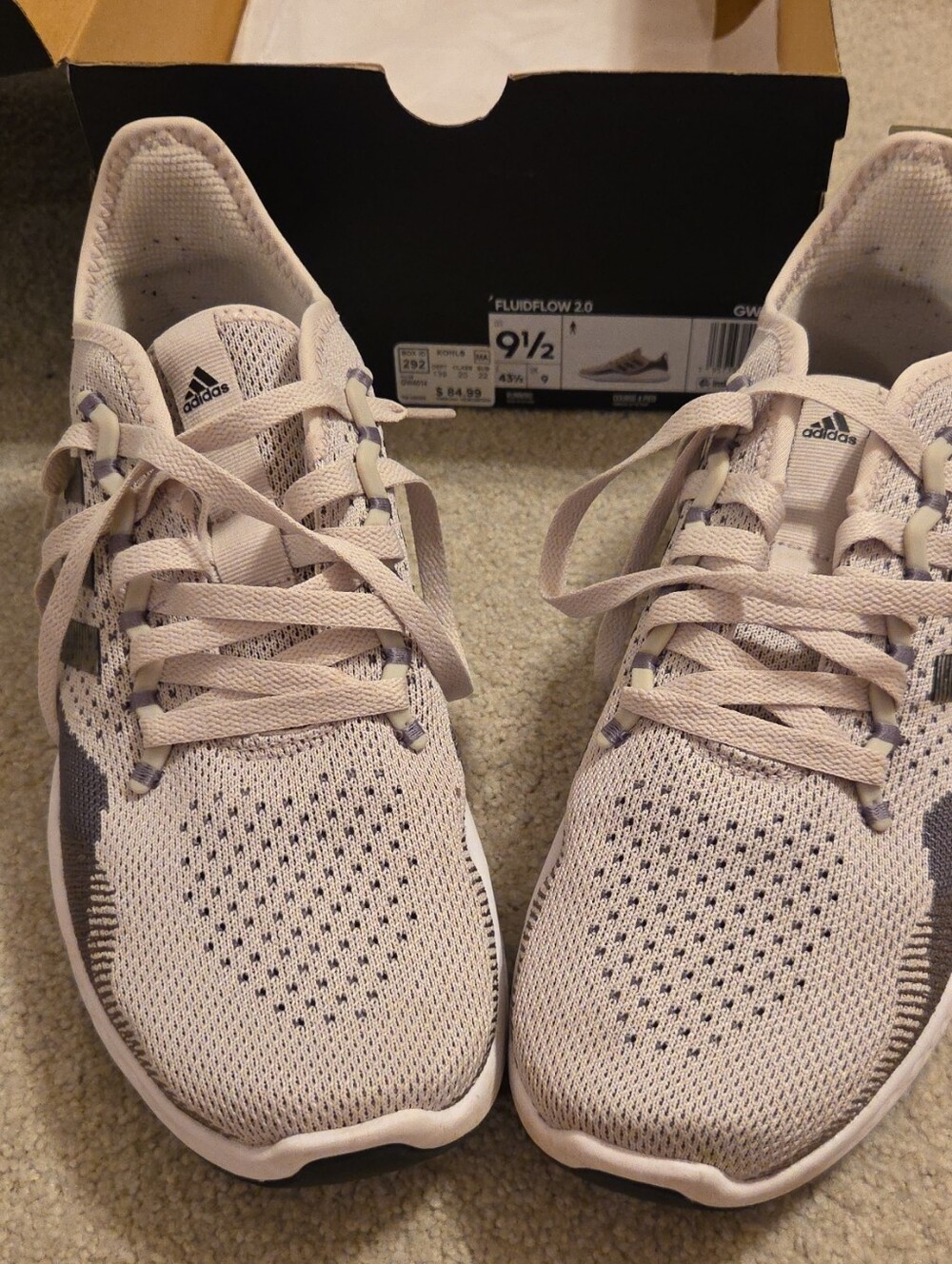 adidas Men’s Knit Running Sneakers - Light Pink and Gray